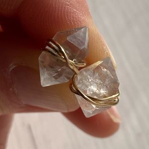 Quartz crystal stud earrings